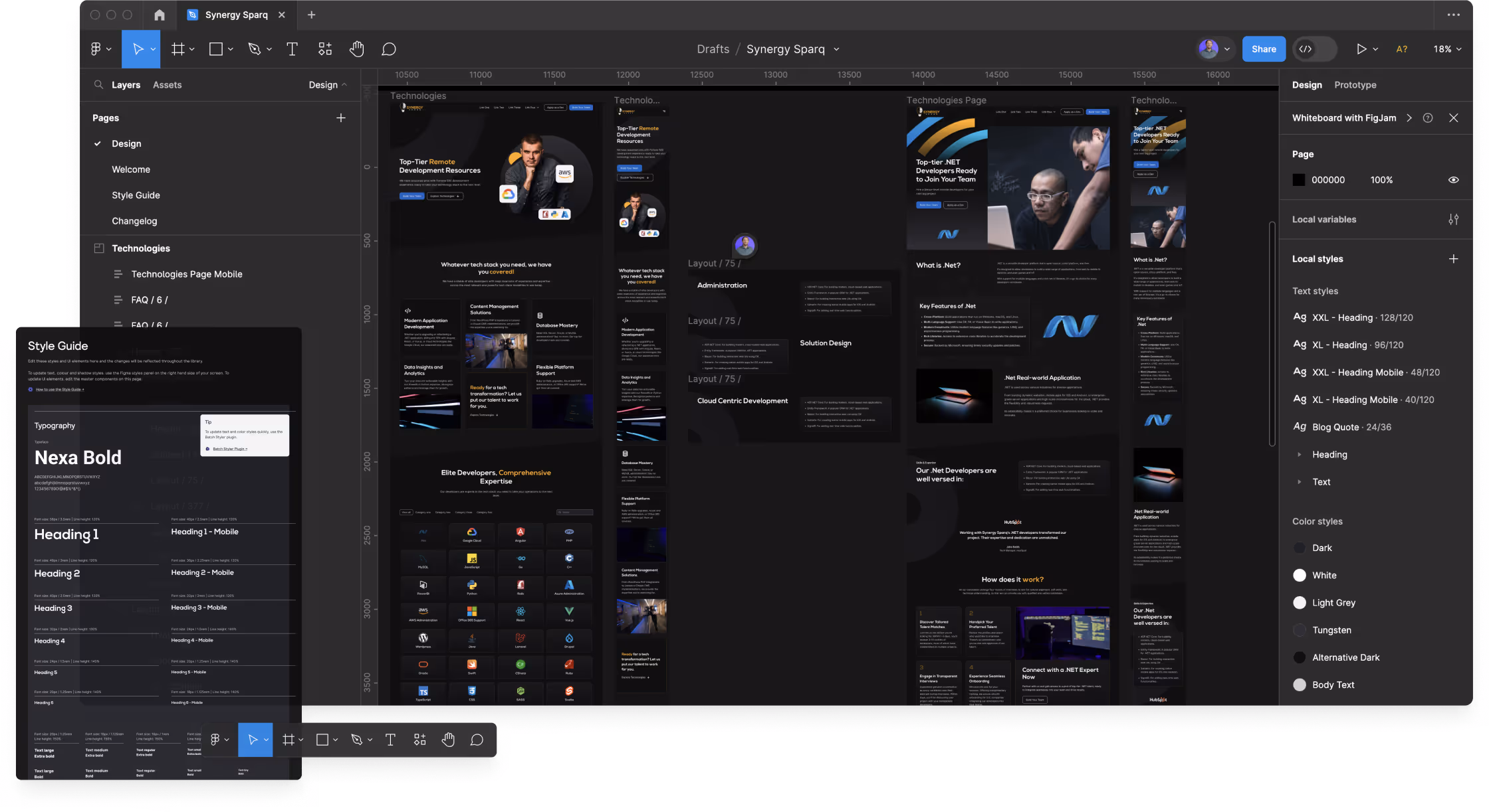 synergy sparq web design project figma